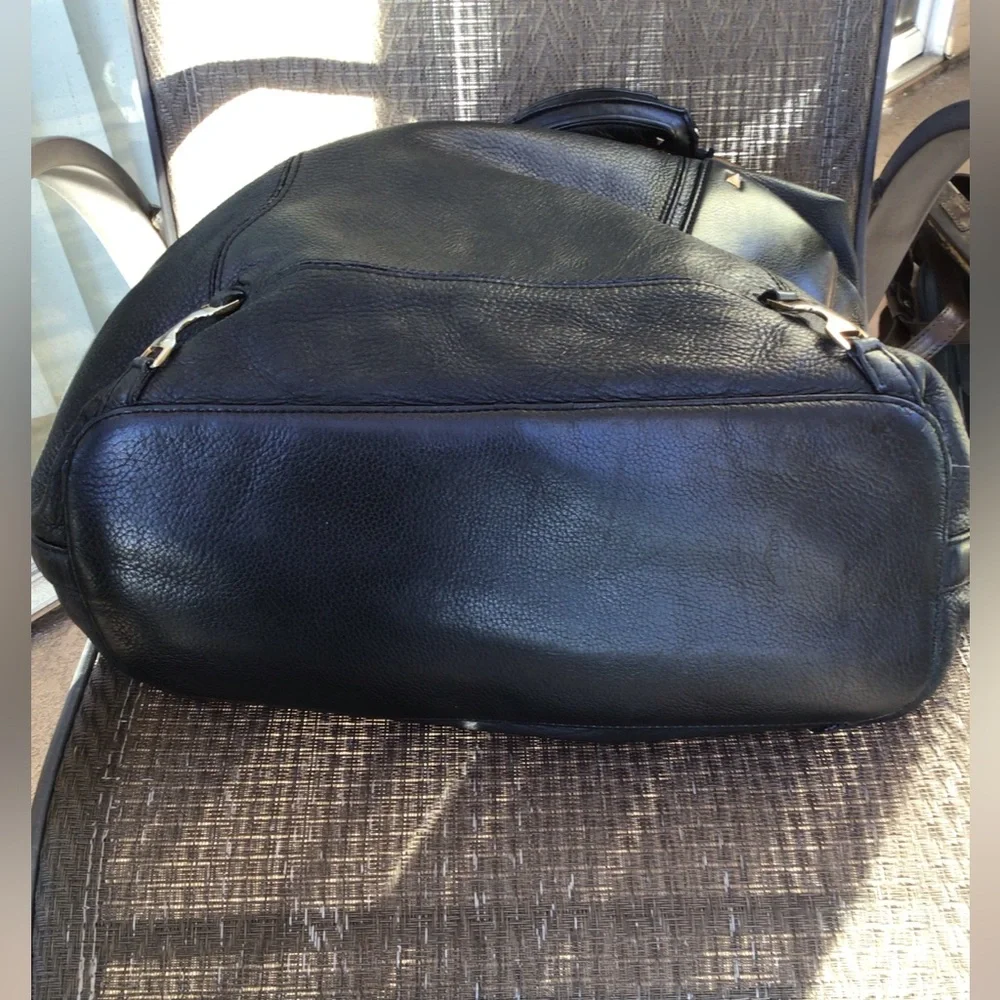 Ann Taylor Black Leather Studded Large Hobo Shoulder Bag